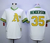 Oakland Athletics #35 Rickey Henderson Mitchell And Ness White Cool Base Stitched MLB Jerseys Sanguo,baseball caps,new era cap wholesale,wholesale hats